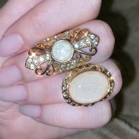 Rhinestone Knuckle Midi Rings - Gold Tone - Picture 1 of 8